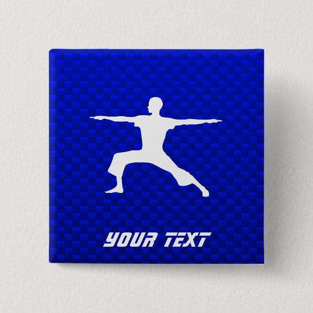 Blue Yoga 2 Inch Square Button (Front)