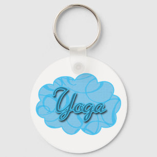 Blue Yoga Flourish Design Keychain