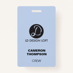 Blue Your logo here custom Employee Crew Badge