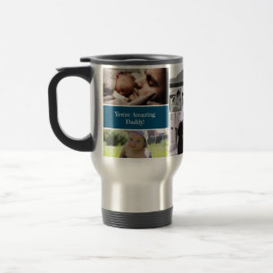 Blue You're Amazing Daddy Custom Photo Christmas Travel Mug