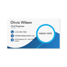 Blue Zazzle Business Card - Customizable Design