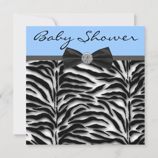 Blue Zebra Baby Boy Shower Invitation (Front)