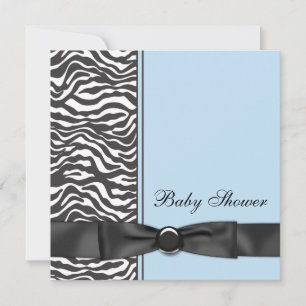 Blue Zebra Boy Baby Shower Invitations