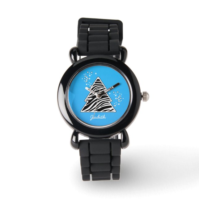 Blue Zebra Christmas Tree Watch (Front)