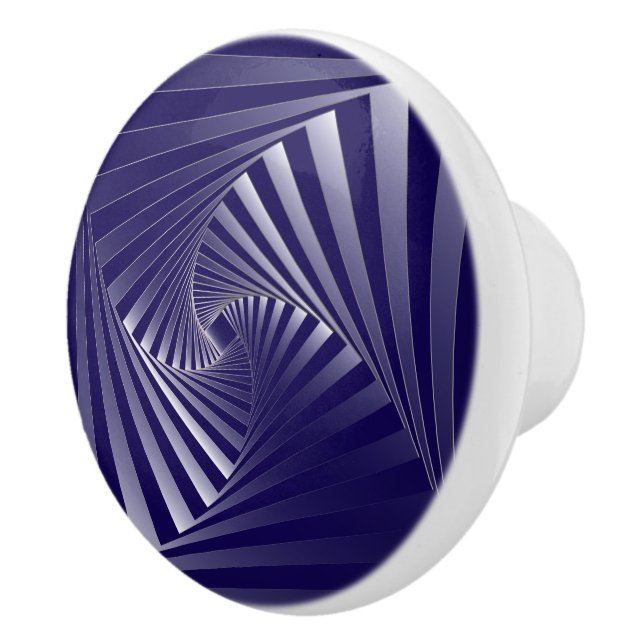 blue zebra geometry ceramic knob (Right)