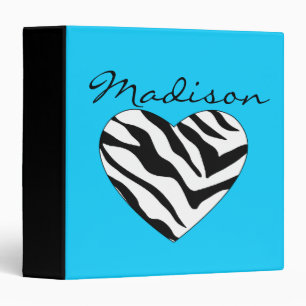 Blue Zebra Heart Binder