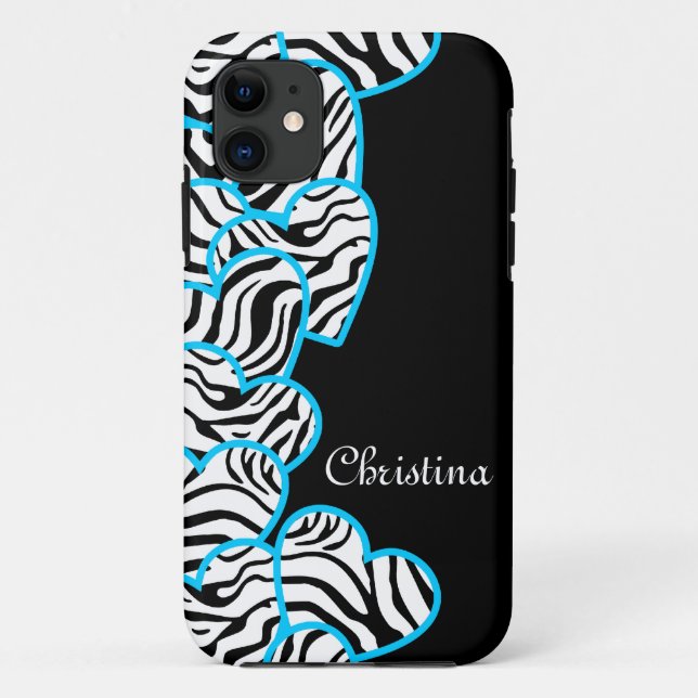 Blue zebra hearts iPhone 5 Case (Back)