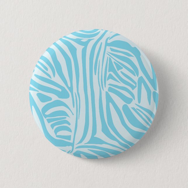 Blue Zebra Pattern 2 Inch Round Button (Front)