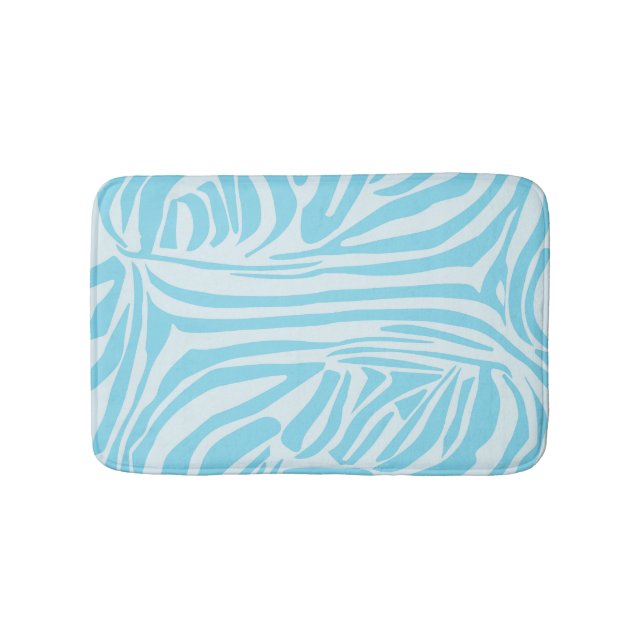 Blue Zebra Pattern Bath Mat (Front)