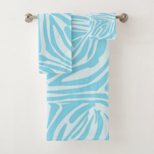 Blue Zebra Pattern Bath Towel Set