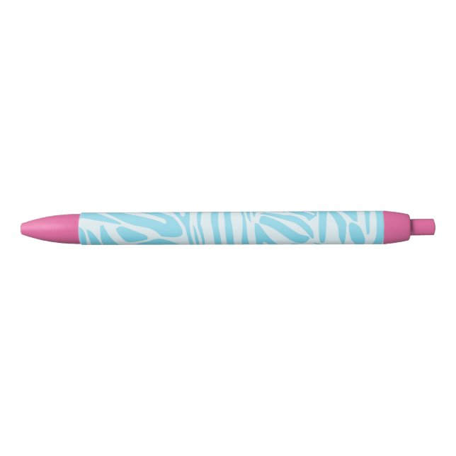 Blue Zebra Pattern Black Ink Pen (Front)