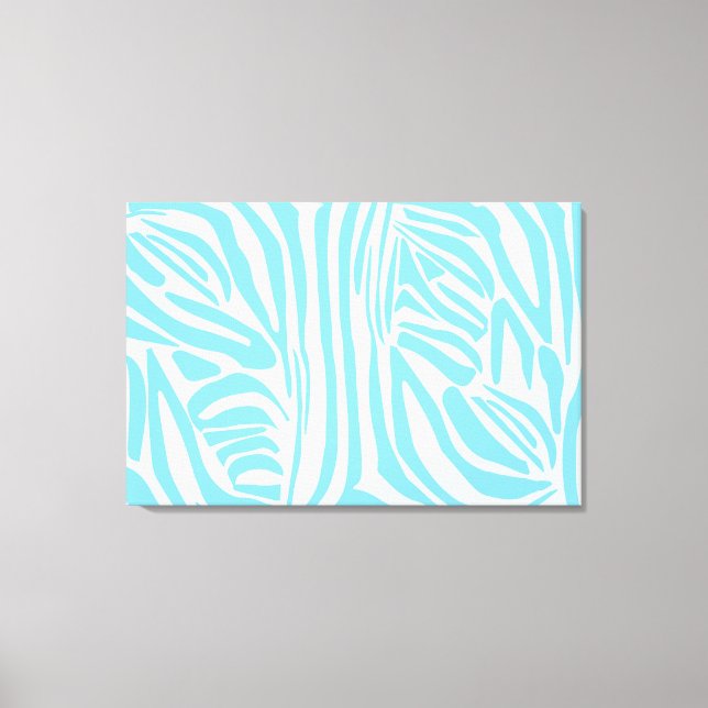 Blue Zebra Pattern Canvas Print (Front)