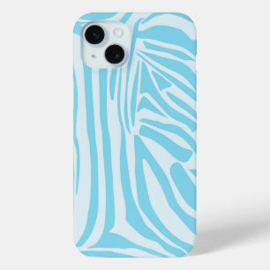Blue Zebra Pattern iPhone 15 Mini Case
