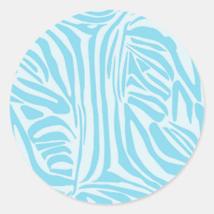 Blue Zebra Pattern Classic Round Sticker
