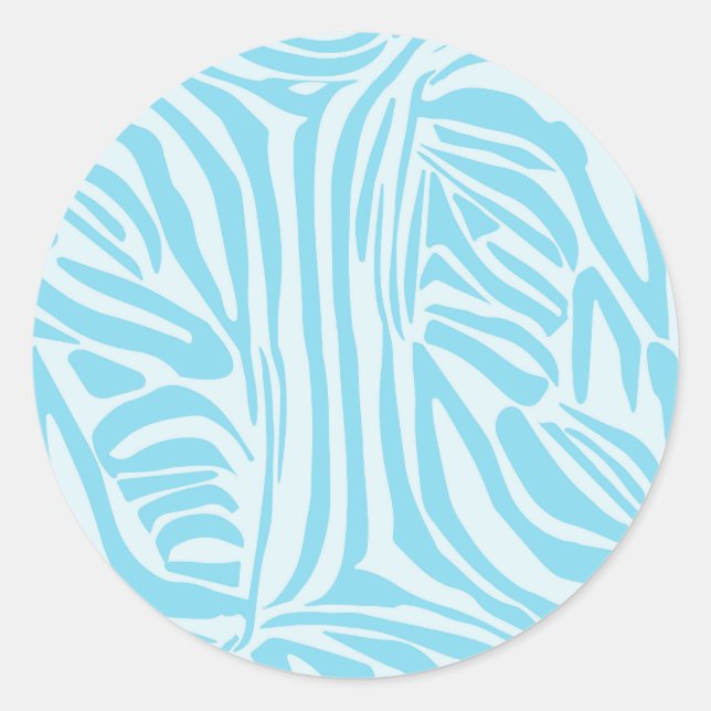 Blue Zebra Pattern Classic Round Sticker (Front)