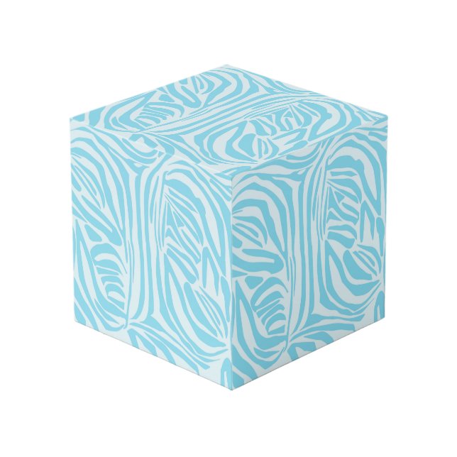 Blue Zebra Pattern Cube (Front Angled)