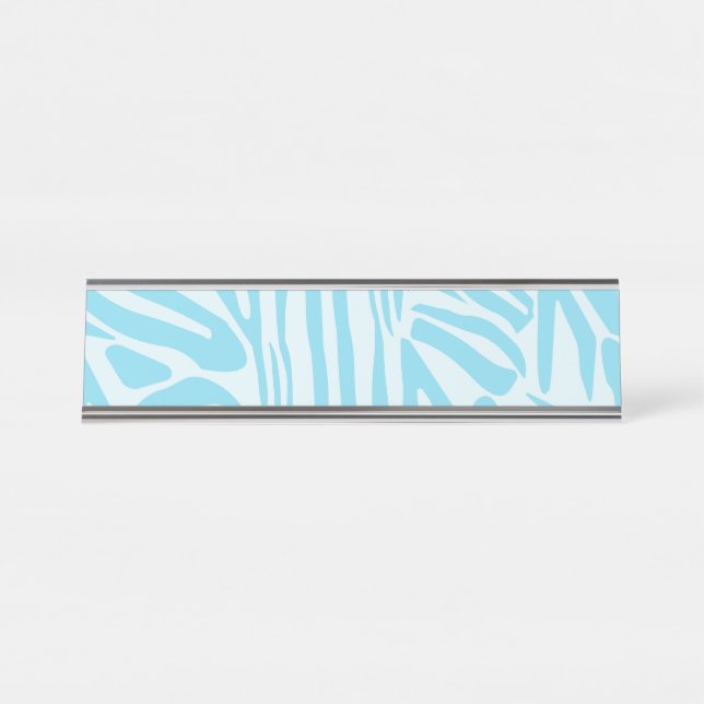 Blue Zebra Pattern Desk Name Plate (Front)
