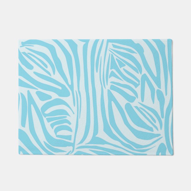 Blue Zebra Pattern Doormat (Front)