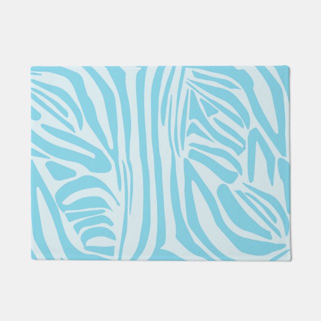 Blue Zebra Pattern Doormat (Front)