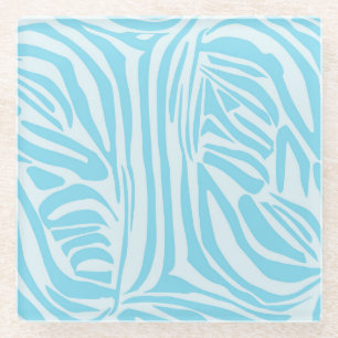 Blue Zebra Pattern Glass Coaster