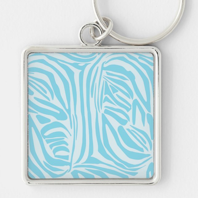 Blue Zebra Pattern Keychain (Front)