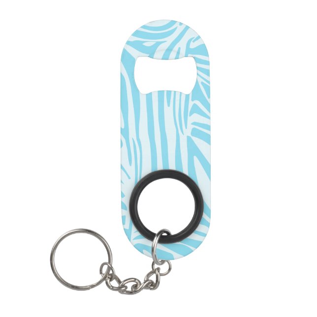 Blue Zebra Pattern Keychain Bottle Opener (Front)