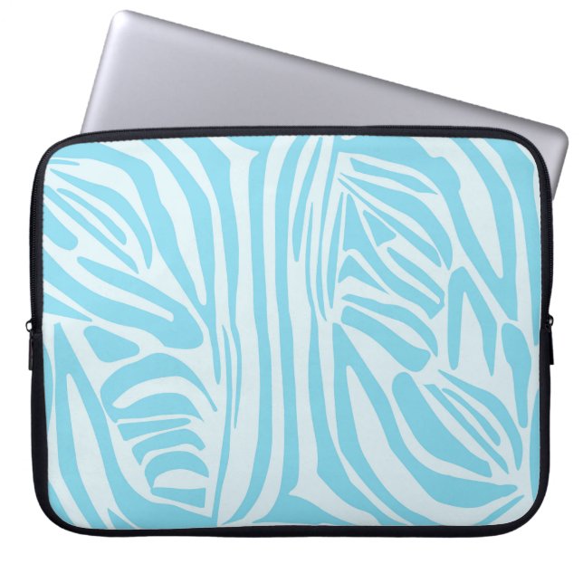 Blue Zebra Pattern Laptop Sleeve (Front)