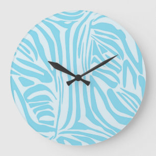 Blue Zebra Pattern Large Clock