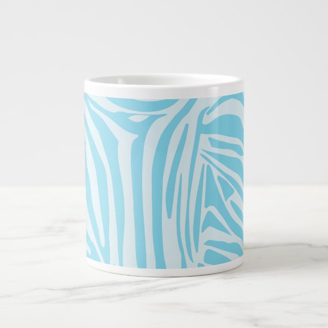 Blue Zebra Pattern Large Coffee Mug (Front)