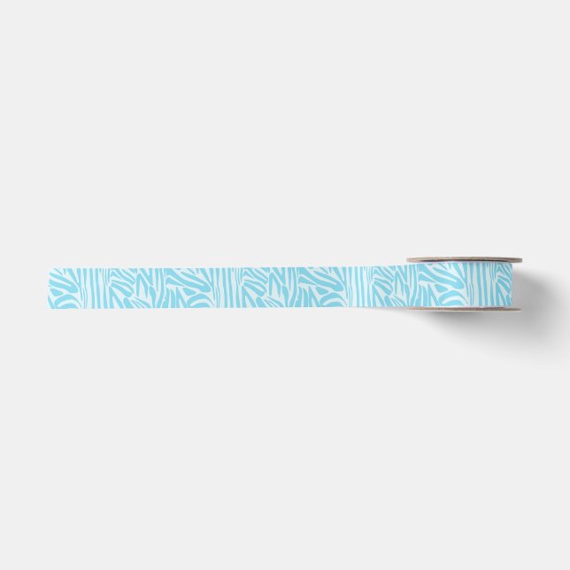 Blue Zebra Pattern Satin Ribbon (Front)