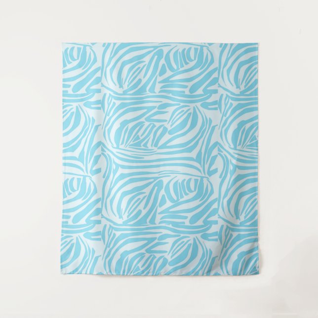 Blue Zebra Pattern Tapestry (Front)
