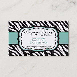 Blue Zebra Print Carte de visite salon de cheveux