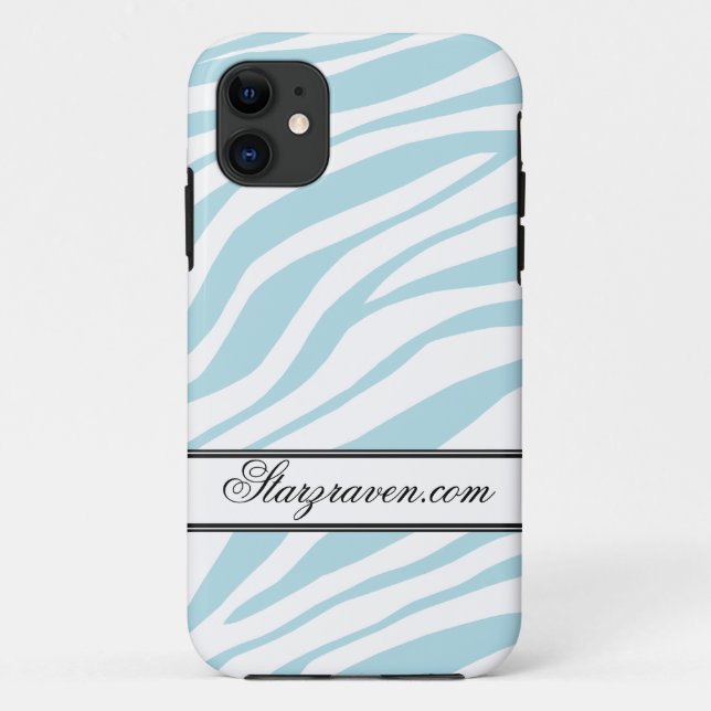 Blue Zebra Print personalized iPhone 5 Case (Back)