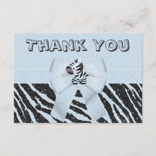 Blue Zebra & Printed Bow Glitter Look Thank You