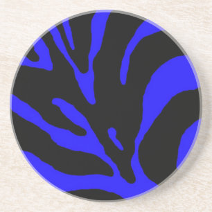 Blue Zebra Stripe Animal Print Coaster