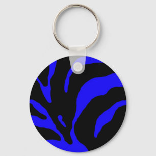 Blue Zebra Stripe Animal Print Keychain