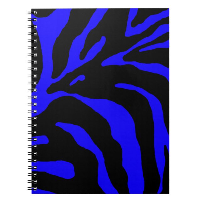 Blue Zebra Stripe Animal Print Notebook (Front)