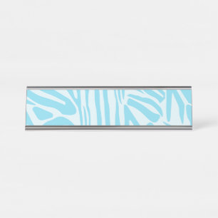 Blue Zebra Stripe Pattern Desk Name Plate