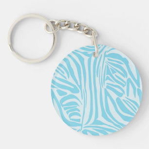 Blue Zebra Stripe Pattern Keychain