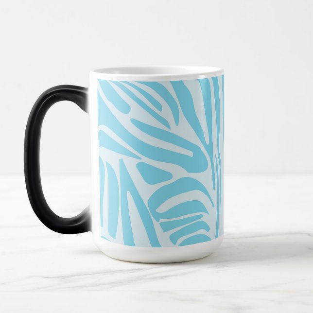 Blue Zebra Stripe Pattern Magic Mug (Left)