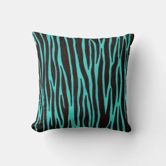 Blue zebra stripe throw pillow (Front)