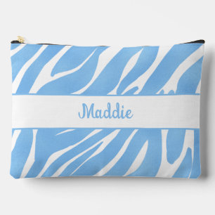 Blue Zebra Stripes Pattern  Accessory Pouch