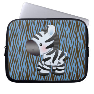 Blue Zebra & Texture Animal Print Laptop Sleeve