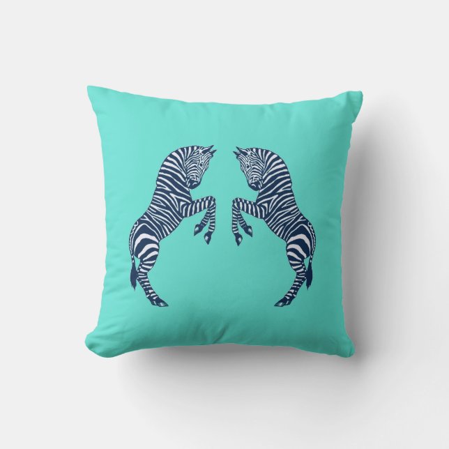 Blue Zebras Throw Pillow (Front)