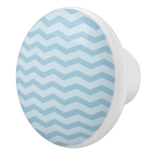 Blue zig zag chevron pattern ceramic pull knobs