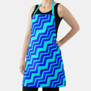 Blue Zig Zag Chevron Pattern Design  Apron