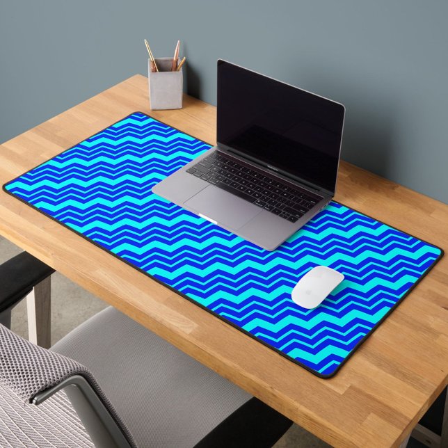 Blue Zig Zag Chevron Pattern Design  Desk Mat (Creator Uploaded)