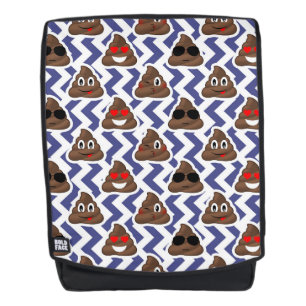 Blue Zig Zag Emoji Poop Backpack Bag