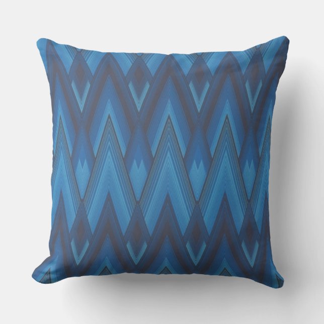 Blue Zig Zag Throw Pillow (Front)