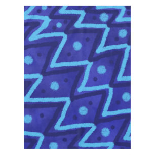 Blue Zig Zags Dots Funky Pattern  Tablecloth